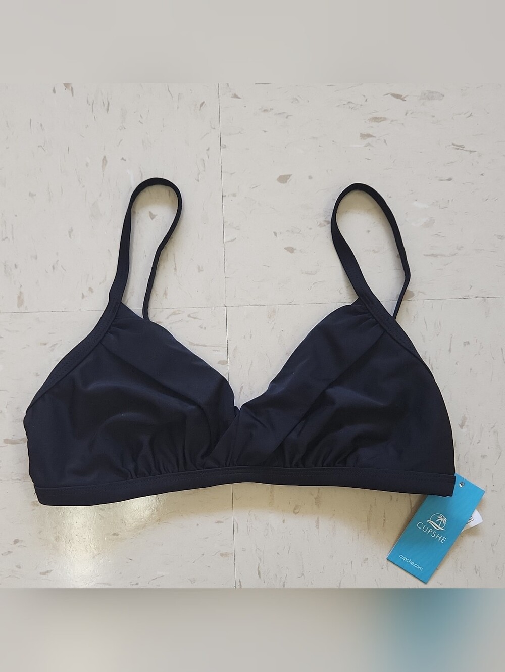 Cupshe Women's Black Triangle Bikini Top Adjustable Straps Size XS NWT